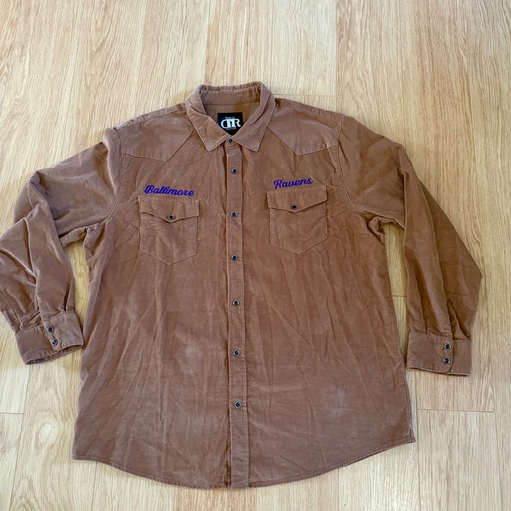 Darius Rucker Baltimore Ravens NFL XL Corduroy Western Pearl Snap Button Shirt